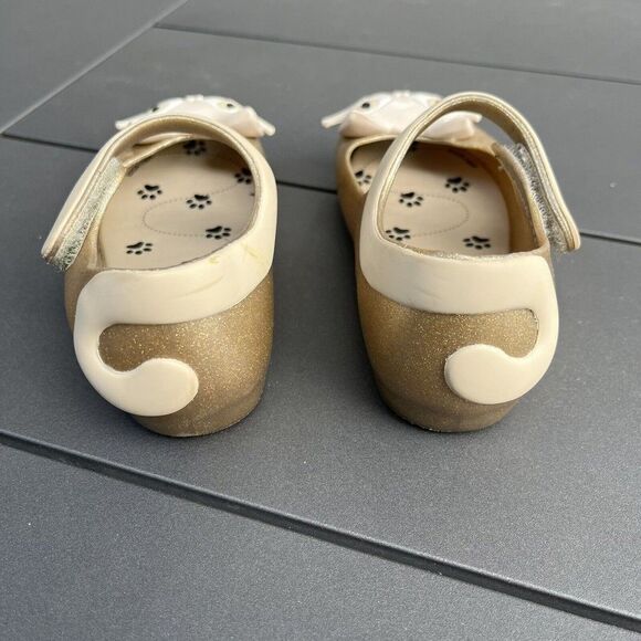 Mini Melissa Ultragirl II Gold Cat Mary Jane Flats Shoes Toddler Girls Size 9 - Picture 8 of 10